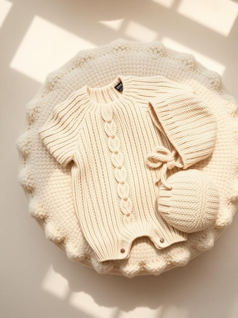 Elias knit romper with matching bonnet