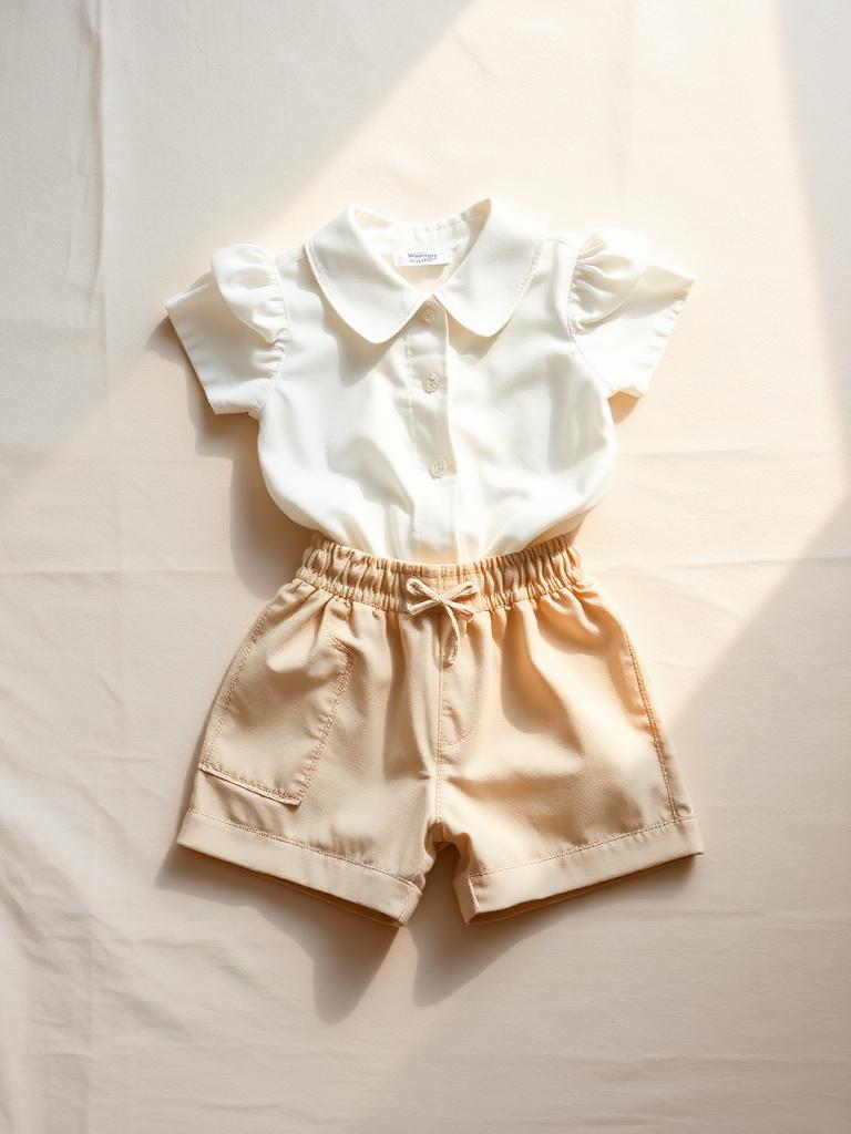 Mila blouse and shorts set, flat lay