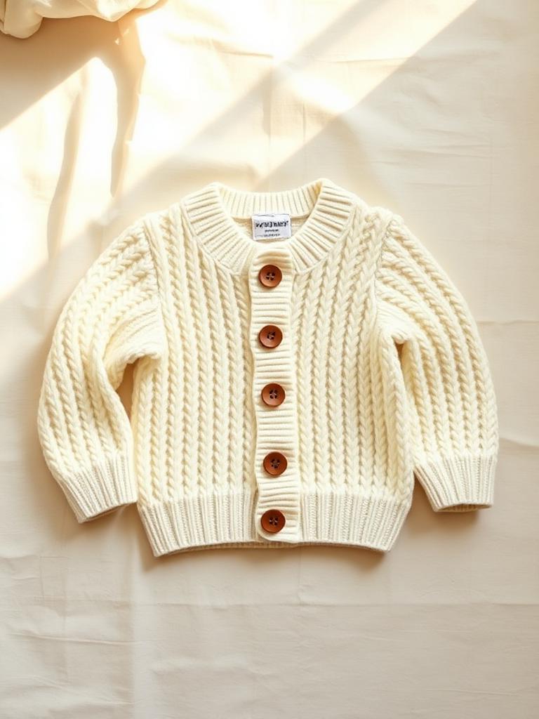 Noa cream cable cardigan, flat lay