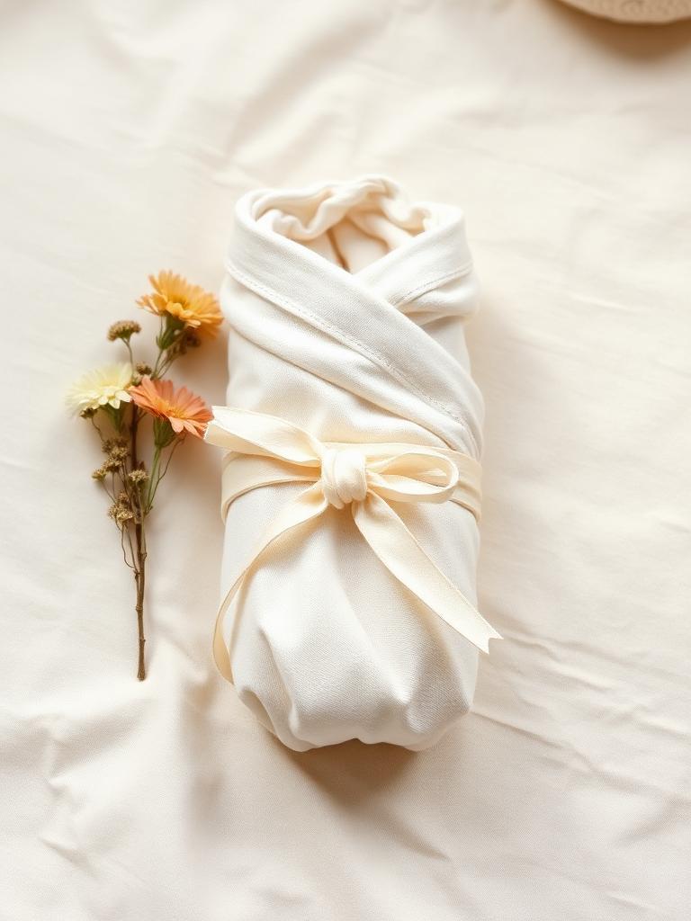 Willow swaddle rolled with ribbon